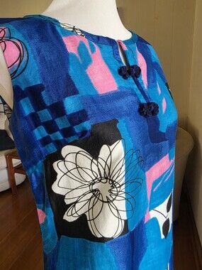 Vintage 60s Muumuu MAXI dress HAWAIIAN TOGS Abstract Floral MCM Asian Inspo
